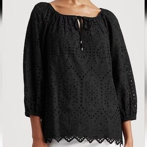 Ralph Lauren Eyelet Elbow Sleeve Top